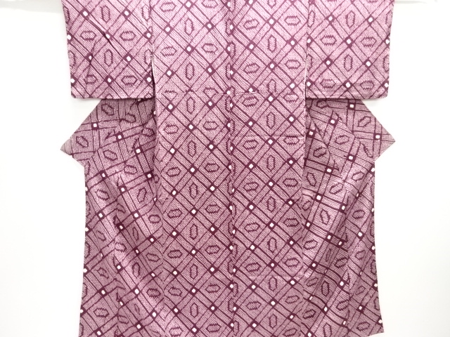 未使用品　本総絞り斜め格子模様小紋着物